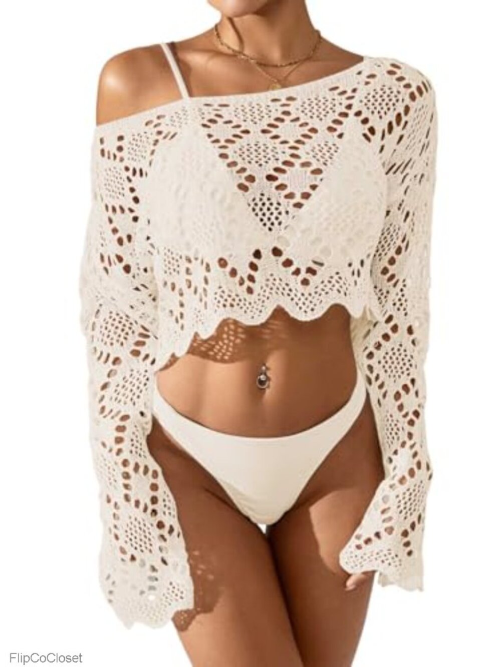 Crochet Swimsuit Coverup Crop Top Beach Bathing Suit Cover Up